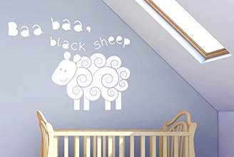 BEIGE Baa Baa Black Sheep Nursery Rhyme Wall Stickers Art Decals - Large (Height 57cm x Width 75cm) Brown