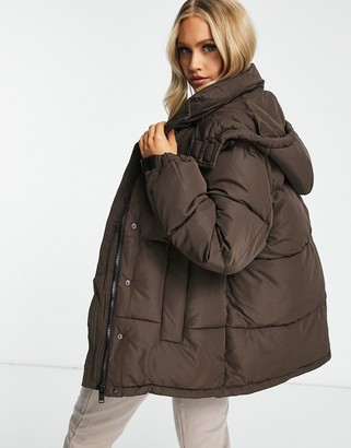 Sixth June oversized puffer jacket in brown