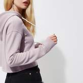 Thumbnail for your product : River Island Womens Light purple pearl embellished cropped hoodie