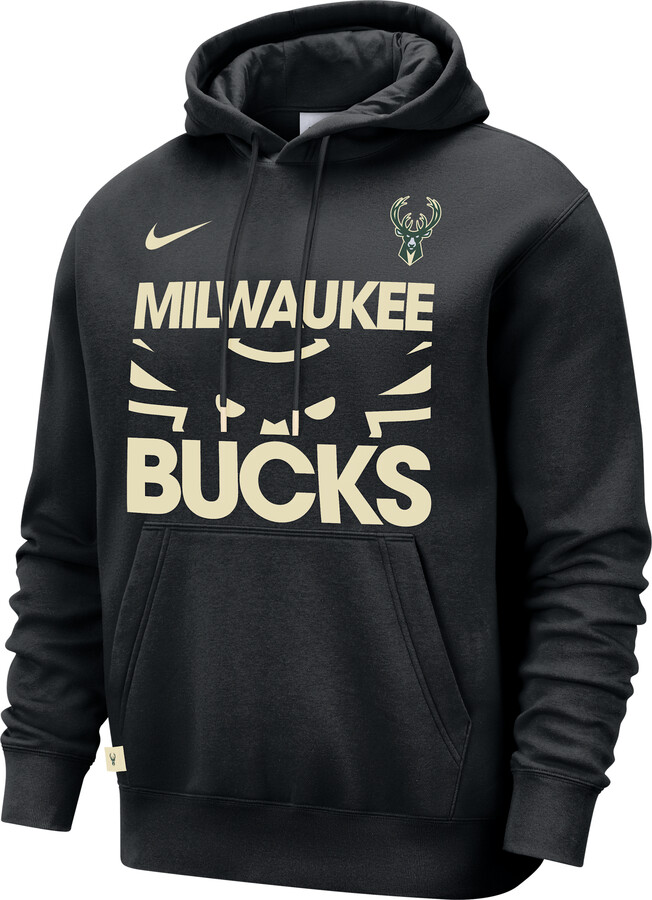 Nike Milwaukee Bucks Club Courtside Men's NBA Pullover Hoodie in Black | FZ7696-010