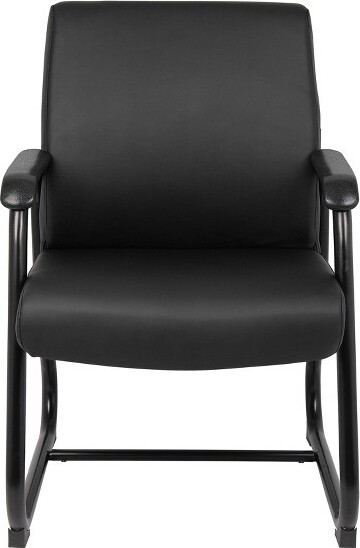 Boss Office Products BossOfficeProductsGuestChairHeavyDutyBlack:MetalFrame,FixedArms,Padded,SledBase,350lbCapacity