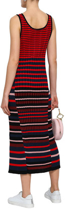 Pringle Fluted Striped Ribbed-knit Midi Dress