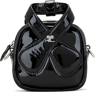 Courreges Mini Loop Varnished Bag in Black - ShopStyle