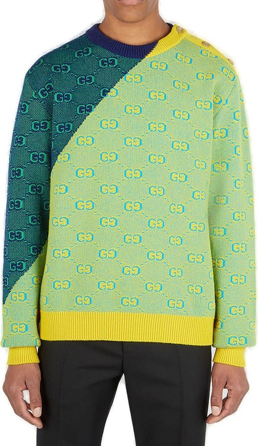 Gucci: Yellow GG Intarsia Sweater