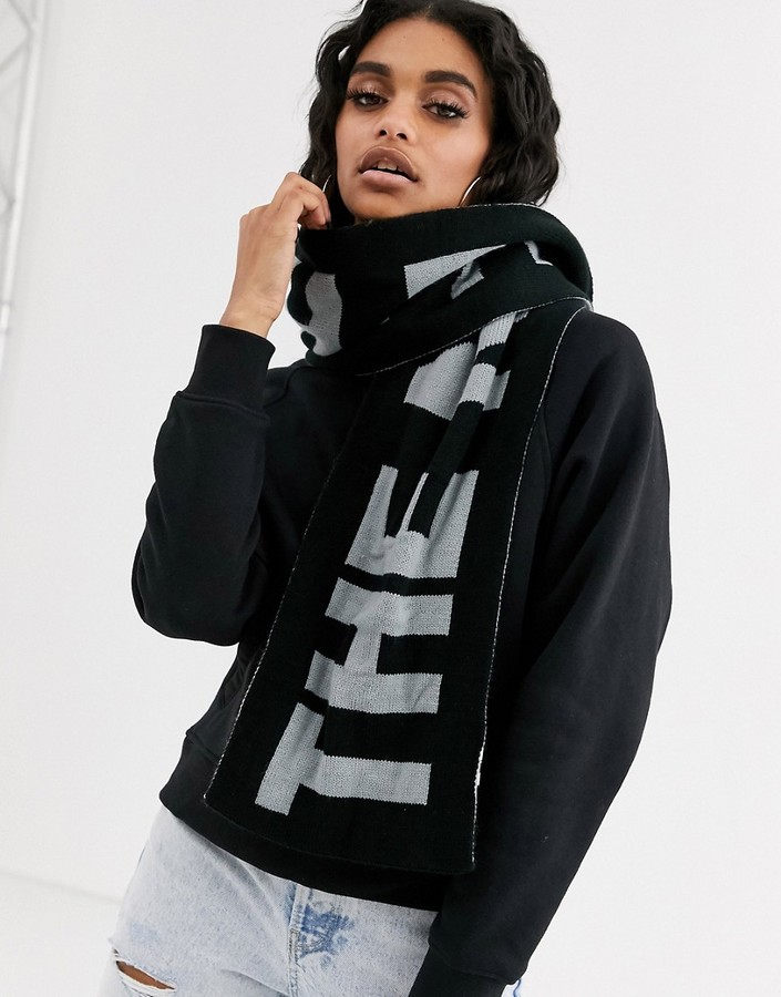 The North Face Logo scarf in gray/black - ShopStyle Accessories
