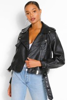 Thumbnail for your product : boohoo Oversized Crop Biker Jacket