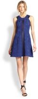 Thumbnail for your product : Rebecca Taylor Leather-Trim Brocade Dress