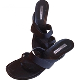 Thumbnail for your product : Manolo Blahnik Black Leather Sandals