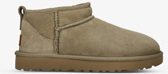 UGG Womens Khaki Classic Ultra Mini Suede and Shearling Boots Eur 40 / 7 Uk Women