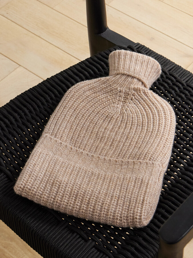 Johnstons of Elgin Ribbed Cashmere Hot Water Bottle Cover - Neutrals