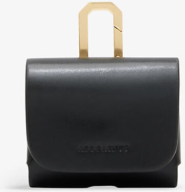AllSaints Womens Black Logo-Debossed Leather Airpod Case 1 Size