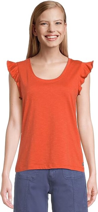Toad&Co Rufflita T-Shirts Women's T Shirt Burnt Ochre : SM, Cotton/Spandex/Lyocell
