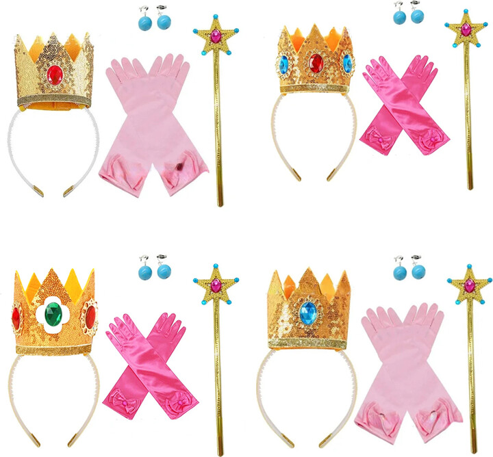 2024 Girls Cartoon Princess Crown Cosplay Pentagram Magic Stick Earring Set Anime Girl Dress Up Halloween Christmas Gift
