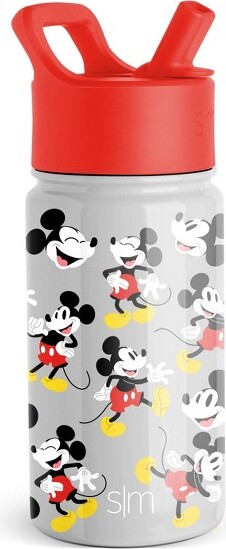 MICKEY MOUSE Insulated Water Bottle 14Oz w Straw Lid White Simple Modern  Disney