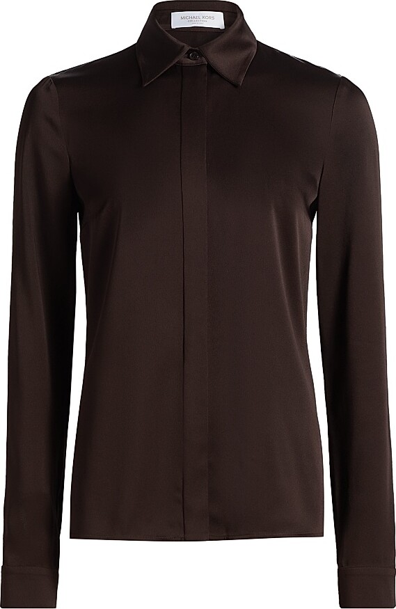 Michael Kors Collection Women's Hansen Charmeuse Shirt - Black - Size 0