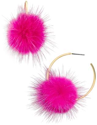 BaubleBar Fifi Fur Pom-Pom Hoop Earrings