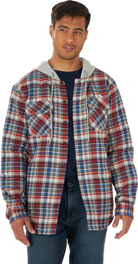 Wrangler Authentics Men's Long Sleeve Quilted Lined Flannel Shirt Jacket  with Hood - ShopStyle