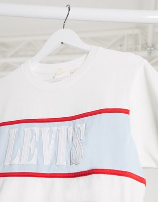 Levi's serif logo color block t shirt in white
