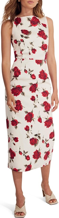Mint Velvet Women's Rose Print Midi Dress