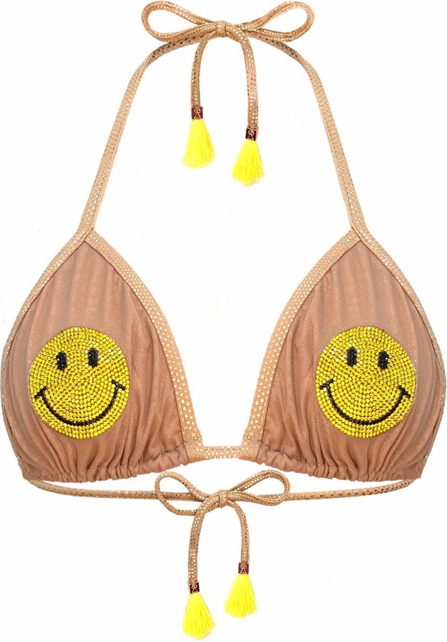 ELIN RITTER IBIZA Smiley Face Crystal Sheer Gold Mesh Bikini Top Maanu -  ShopStyle Swimwear