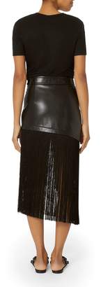 Helmut Lang Fringe Hem Leather Mini Skirt