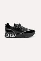 Raine Glittered Leather And Velvet Sneakers Black