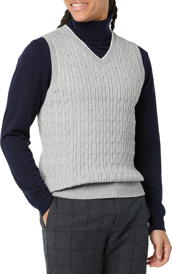 The Knitwear Lab Mens 3D Knitted V-Neck Vest