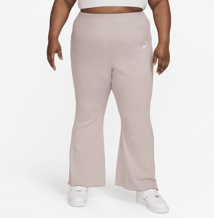 Nike Women's Sportswear High-Waisted Ribbed Jersey Pants (Plus Size) in  Brown - ShopStyle