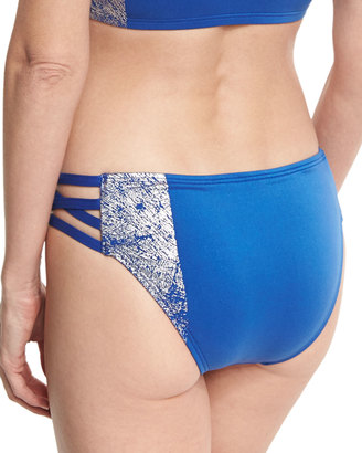 Carmen Marc Valvo Strappy-Side Bikini Bottom, Blue