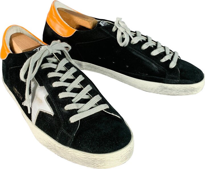 Golden Goose Superstar Size 7 Black Orange Suede Low Top Skater Sneakers