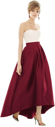 Dessy Collection Dessy Collection Strapless Satin High Low Dress with Pockets