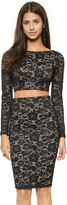 Thumbnail for your product : David Lerner Lace Long Sleeve Crop Top