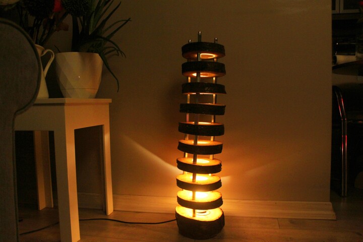 Etsy Sliced Wood Floor Lamp Mid Century Modern Cherry Ambiance Lighting