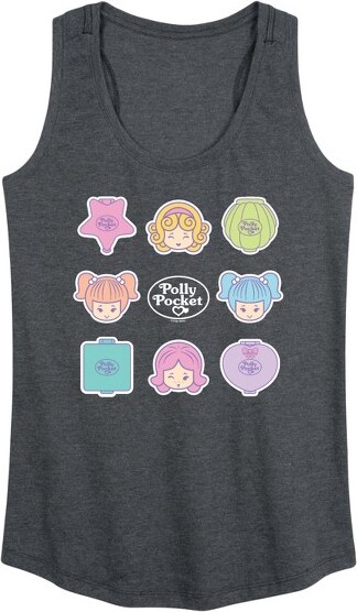 Polly Pocket Women'sPollyPocketPollyPocketGridGraphicRacerbackTank-HeatherCharcoal-2X-Large