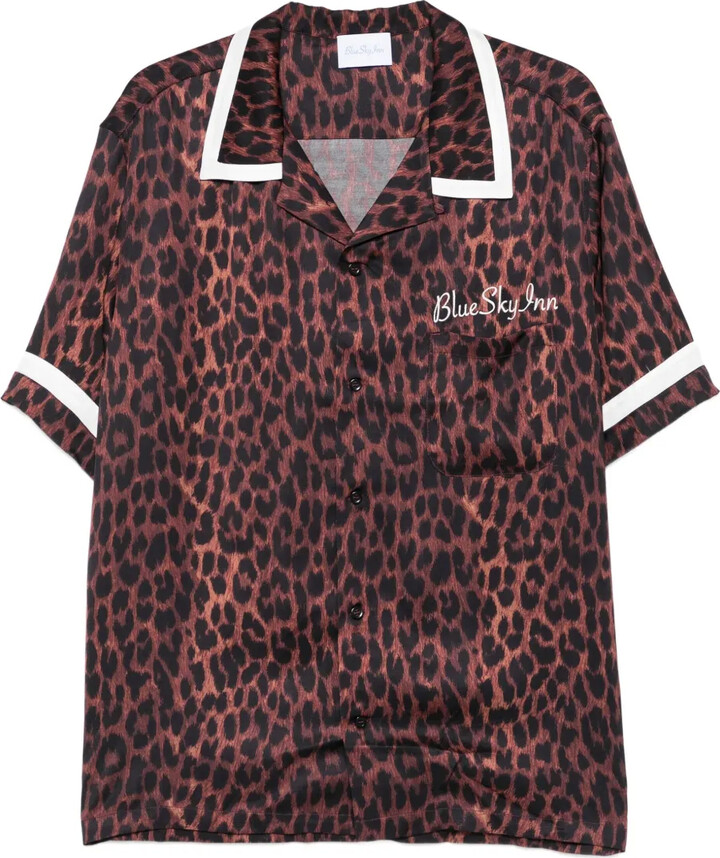 BLUE SKY INN Leopard-Print Revere-Collar Shirt
