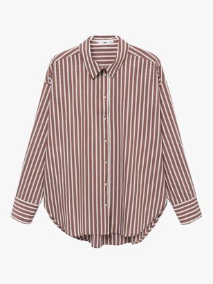 MANGO Striped Cotton Blend Shirt