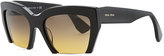 Thumbnail for your product : Miu Miu Rasoir Cutoff Square Sunglasses, Black
