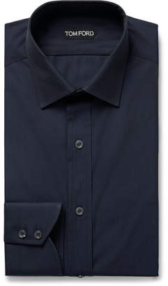 Tom Ford Navy Slim-Fit Cotton-Poplin Shirt - Men - Navy