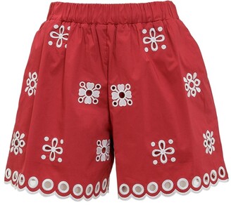 RED Valentino Embroidered Scallop Hem Shorts