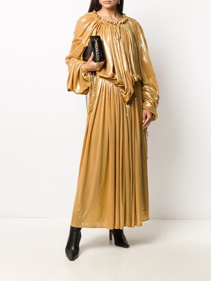 Y/Project Slouchy Pleated Metallic Maxi Dress