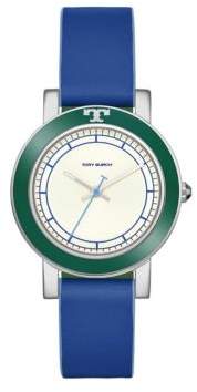 Tory Burch Ellsworth Stainless Steel Leather-Strap Watch