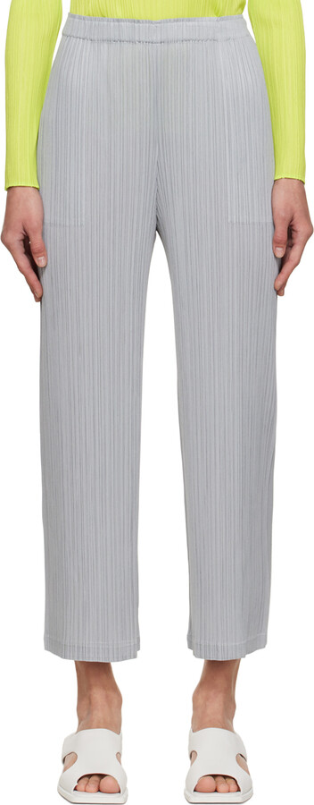 Pleats Please Issey Miyake Gray Forward Trousers ShopStyle Pants
