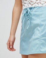 Thumbnail for your product : Glamorous Faux Suede Lace Up Front Mini Skirt