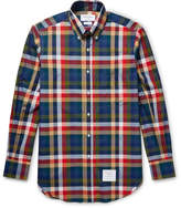 Thumbnail for your product : Thom Browne Slim-fit Button-down Collar Checked Cotton-poplin Shirt - Blue