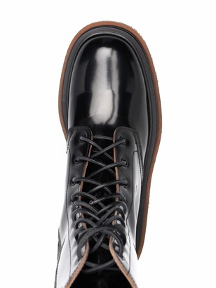 Buttero Polished-Leather Lace-Up Boots