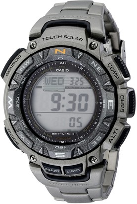 Casio Men's PAG240T-7CR Pathfinder Triple-Sensor Stainless Steel Watch with  Titanium Bracelet - ShopStyle