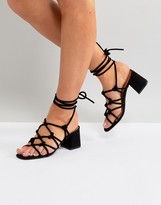 Thumbnail for your product : Public Desire Freya Black Mid Heeled Sandals