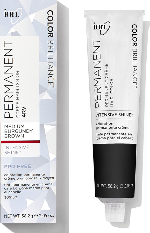 Ion 4RV Medium Burgundy Brown Permanent Creme Hair Color 2.05 Oz