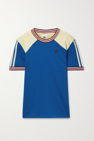 Thumbnail for your product : adidas + Wales Bonner Striped Embroidered Cotton-jersey T-shirt - Blue