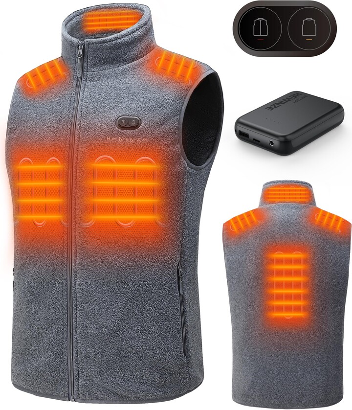 HEWINZE Fleece Heated Gilet for Men Heat Vest with Battery 7.4V